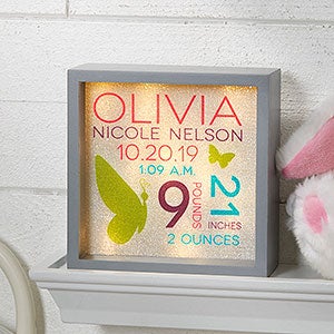 Baby Girl 6x6 Personalized LED Light Shadow Box