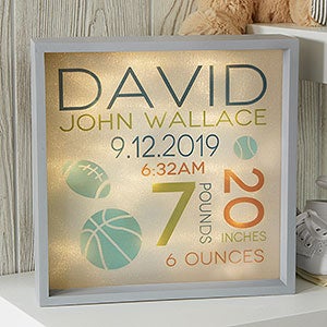 Baby Boy 10x10 Personalized LED Light Shadow Box