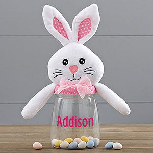 Personalized Candy Jar - Pink Easter Bunny