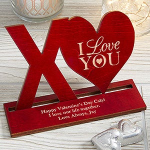 XO Personalized Red Wood Keepsake