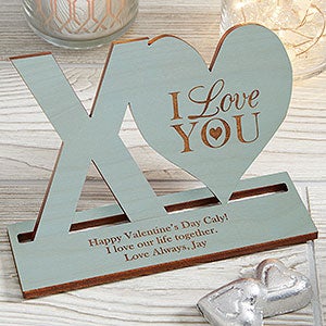 XO Personalized Blue Stain Wood Keepsake