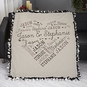 Loving Heart Personalized 50x60 Tie Blanket