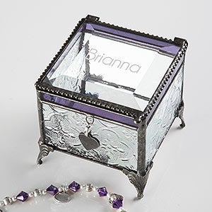 Personalized Jewelry Box - Engraved Glass Name