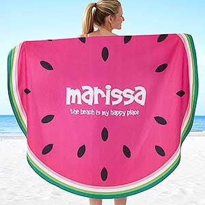 Slice Of Summer Personalized Round Beach Towel