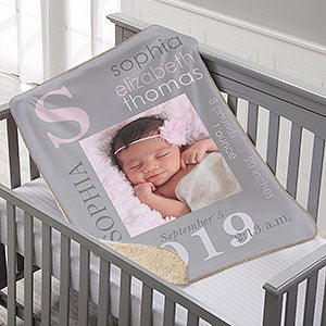 Personalized Sherpa Baby Girl Photo Blanket