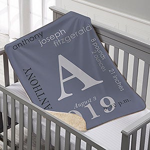 Personalized Sherpa Blanket for Baby Boy