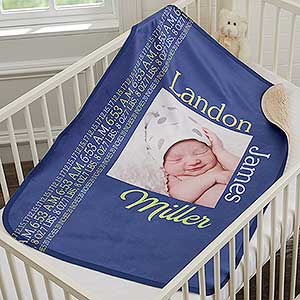 Darling Baby Boy Personalized Premium Sherpa Photo Blanket