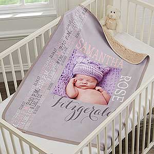 Darling Baby Girl Personalized Premium Sherpa Photo Blanket