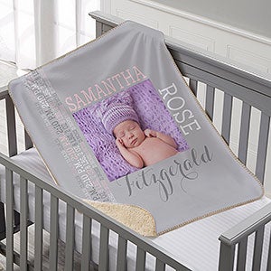 Personalized Sherpa Baby Photo Blanket For Baby Girl