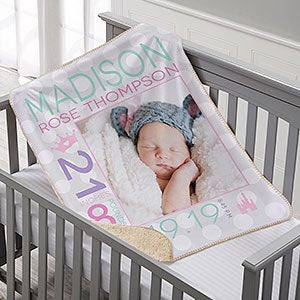 Personalized Baby Girl Photo Blanket - Sherpa Fleece