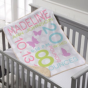 Personalized Baby Girl Text Blanket - Sherpa Fleece