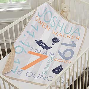 Personalized Baby Boy Blankets - Sherpa Fleece