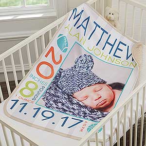 Sweet Baby Boy Personalized Premium Sherpa Photo Blanket