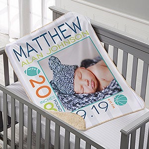 Personalized Baby Boy Photo Blanket - Sherpa Fleece