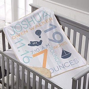 Personalized Baby Boy Text Blanket - Sherpa Fleece