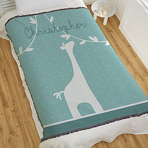 Baby Zoo Animals Personalized 56x60 Woven Throw Blanket