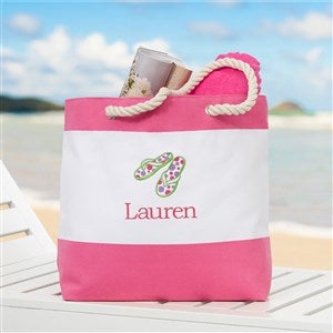 Embroidered Beach Tote - Pink - Beach Fun! - Unique, Custom Gifts