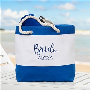 Bridal Party Embroidered Beach Tote - Blue