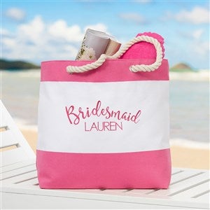 Bridal Party Embroidered Beach Tote - Pink