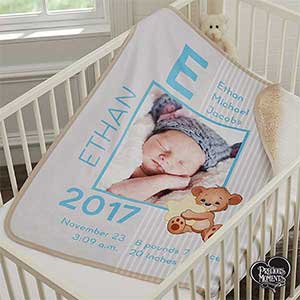 Precious Moments® Baby Boy Personalized Premium Sherpa Photo Blanket