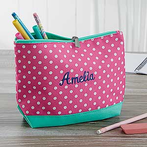 Personalized Pencil Case - Pink Polka Dot