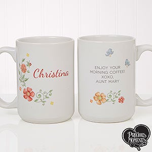 Precious Moments® Floral Personalized Coffee Mug 15 oz.- White