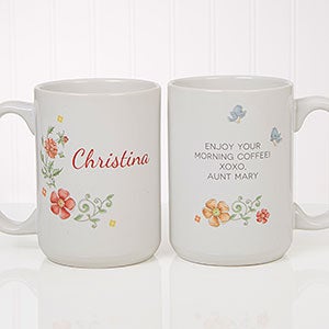 Precious Moments Floral Mug - 15oz White