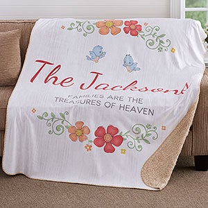 Precious Moments Floral 50x60 Personalized Sherpa Blanket