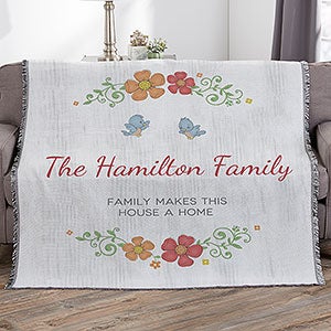 Precious Moments Floral 56x60 Personalized Woven Throw Blanket