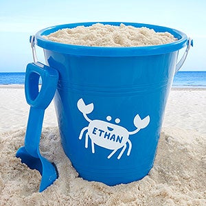 Sea Creatures Personalized Blue Beach Pail & Shovel