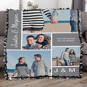 Custom Photo Collage DIY Tie Blanket 50x60 - Family Love