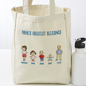 Grandchildren Character Collection Personalized Petite Canvas Tote Bag