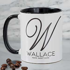 Initial Accent Personalized Coffee Mug 11 oz.- Black