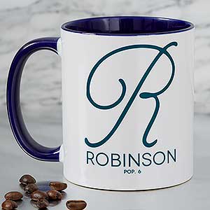 Initial Accent Personalized Coffee Mug 11 oz.- Blue