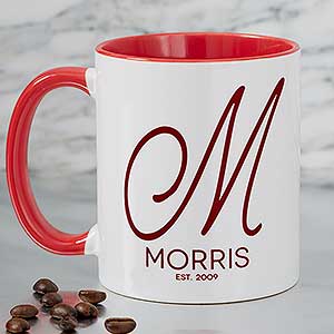 Initial Accent Personalized Coffee Mug 11 oz.- Red