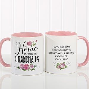 Home Is Where Mom Is Personalized Coffee Mug 11 oz.- Pink