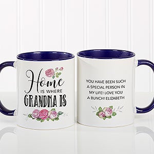 Home Is Where Mom Is Personalized Coffee Mug 11 oz.- Blue