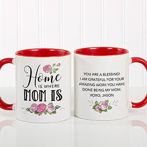 Home Is Where Mom Is Personalized Coffee Mug 11 oz.- Red