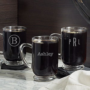 Personalized Glass Coffee Mugs - Classic Celebrations