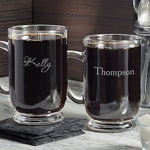 Classic Celebrations Personalized Glass Coffee Mug- Name