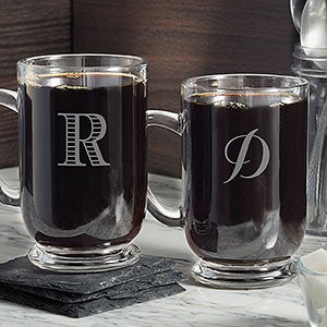 Classic Celebrations Personalized Glass Coffee Mug- Monogram