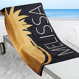 Personalized Beach Towel - Golden Pineapple