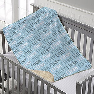 Modern Boy Name Personalized 30x40 Sherpa Baby Blanket