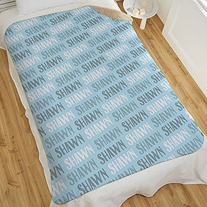 Modern Boy Name Personalized 50x60 Sherpa Blanket