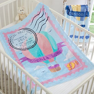 Personalized Hot Air Balloon Baby Blanket