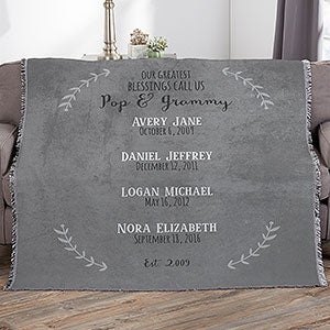 Our Grandchildren Personalized 56x60 Woven Throw Blanket