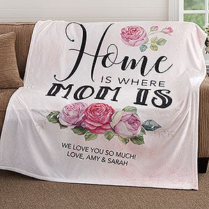 Home Is Where Mom Is Personalized 50x60 Fleece Blanket