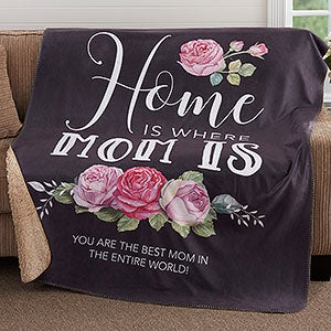 Home Is Where Mom Is Personalized 50x60 Sherpa Blanket