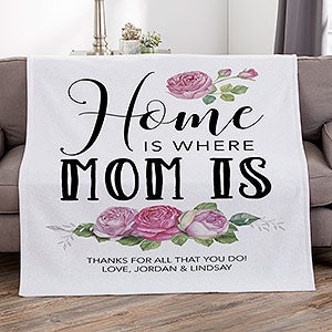 Home Is Where Mom Is Personalized 50x60 Sweatshirt Blanket