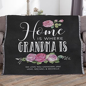 Home Is Where Mom Is Personalized 56x60 Woven Throw Blanket